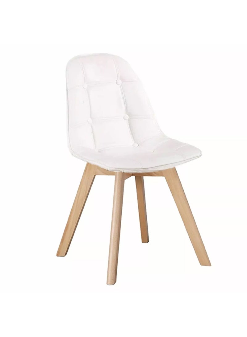 Taimi Modern Armless Solid Wooden Padded Seat Dining Chair, Office Chair, Desk Chairwith Back Rest Designer Chairs for Kitchen Home Office Lounge Living Room Cushioned White - Image 4