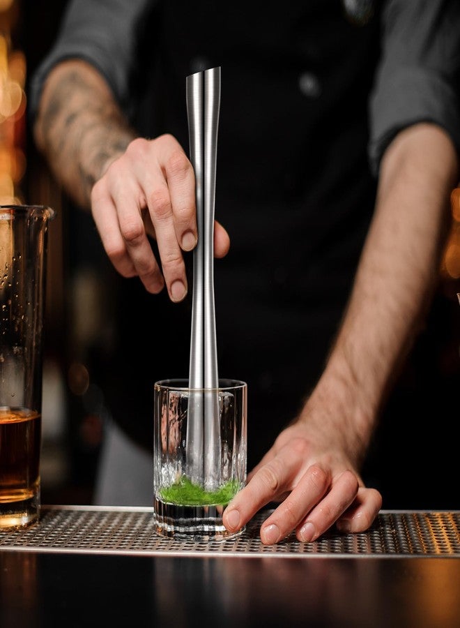 Baderke مجموعة أدوات خلط المشروبات من الفولاذ المقاوم للصدأ من بادركي، 4 قطع، لتحضير الكوكتيلات والمشروبات، مقاس 10.2 بوصة، تتضمن مدقة فواكه، عصا خلط، وكسارة ثلج، وإكسسوارات للحفلات المنزلية. - Image 3