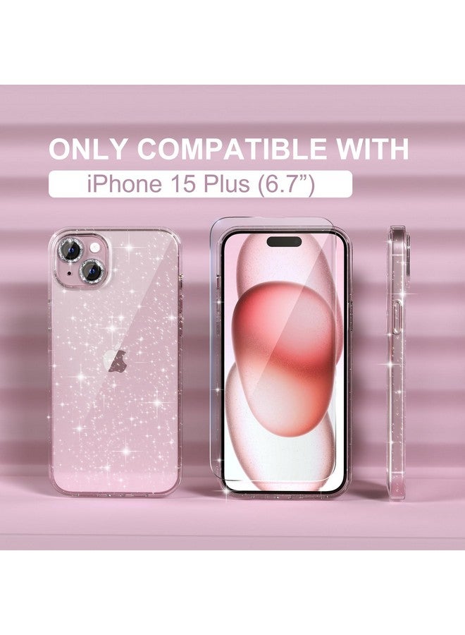 Choiche Compatible for iPhone 15 Plus Case, Women Cute Clear Glitter Bling Sparkly Case, [2 x Diamond Camera Lens Protectors] [2 x Tempered Glass Screen Protectors] 6.7-inch (Glitter Clear) - Image 2