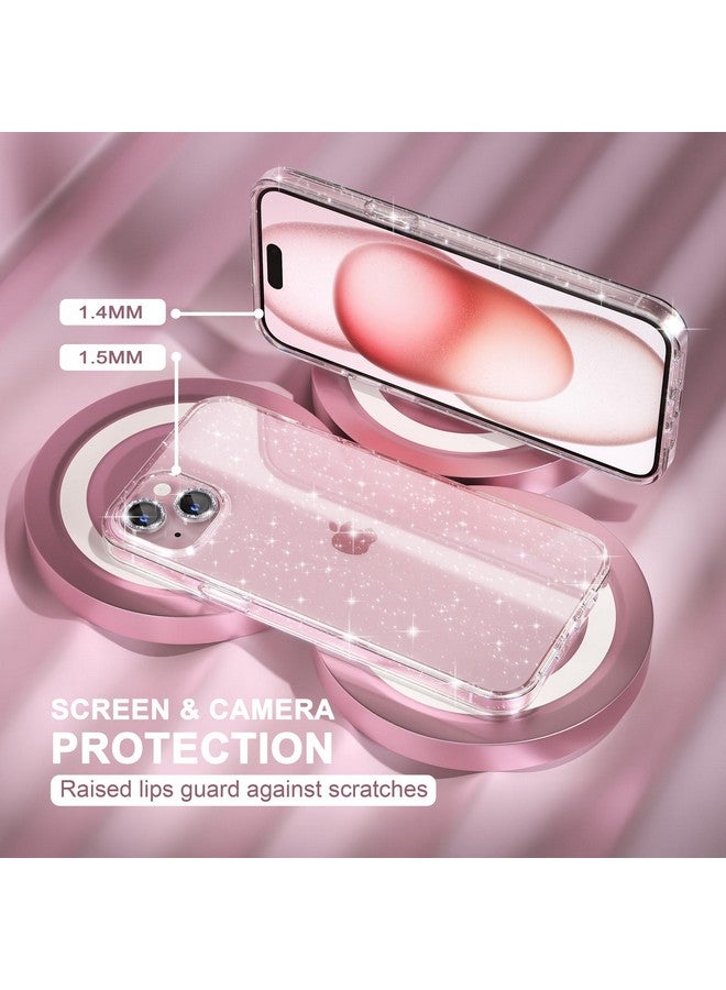 Choiche Compatible for iPhone 15 Plus Case, Women Cute Clear Glitter Bling Sparkly Case, [2 x Diamond Camera Lens Protectors] [2 x Tempered Glass Screen Protectors] 6.7-inch (Glitter Clear) - Image 4