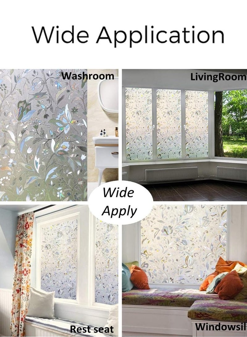 2m*60cm  Waterproof PVC frosted glass window sticker, self-adhesive privacy glass window sticker, UV resistant, heat control, suitable for bathroom, living room, kitchen, glass windows