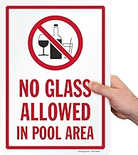 SmartSign SmartSign No Glass Allowed in Pool Area Sign, No Glass Items Sign, 10 x 14 Inches, 40 Mil Thick Aluminum, Rust-Free, - Image 1