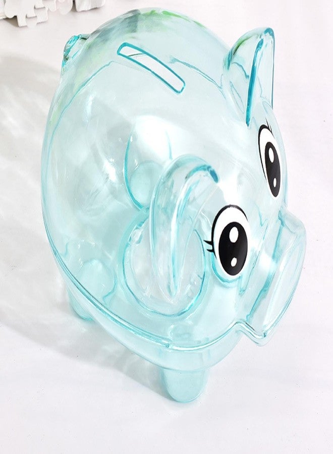 Gircss Piggy Bank, Plastic Money Bank, Transparent Money Jar, Coin Bank for Girls and Boys, Gifts for Birthday, Easter, Christmas, Baby Shower (Blue) - Image 3