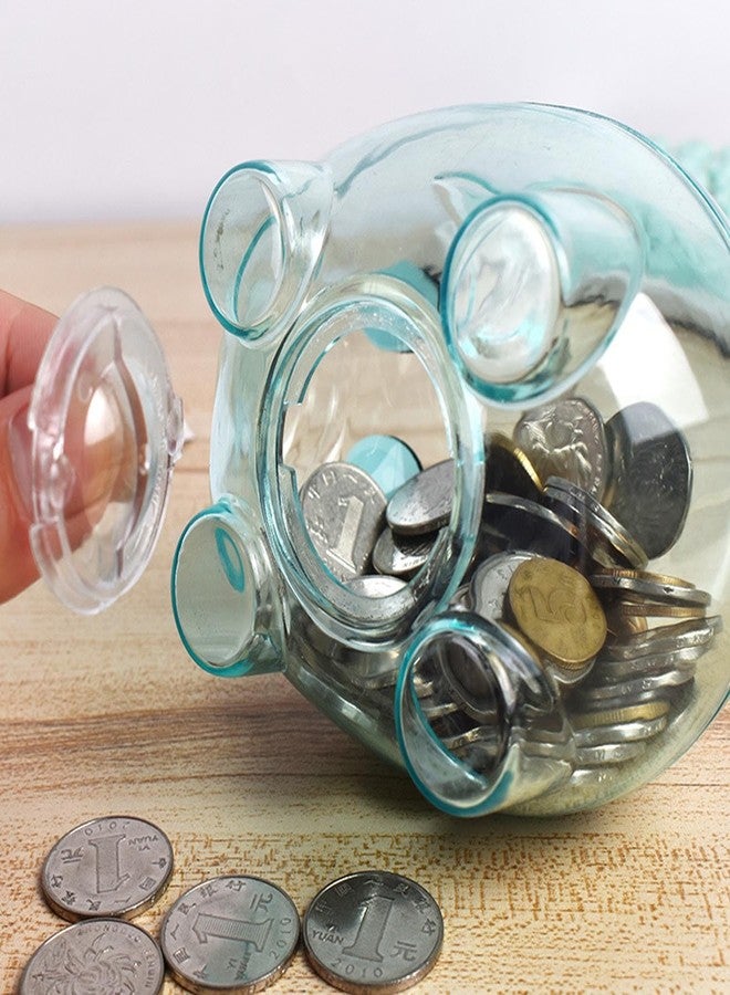 Gircss Piggy Bank, Plastic Money Bank, Transparent Money Jar, Coin Bank for Girls and Boys, Gifts for Birthday, Easter, Christmas, Baby Shower (Blue) - Image 2