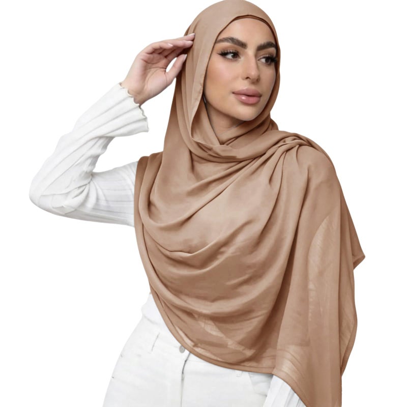 Piewag Viscose Hijab Scarf for Women Muslim Cotton Jersey Hijab Head Wrap Scarves Fashion Long Scarf Shawls Camel - Image 1