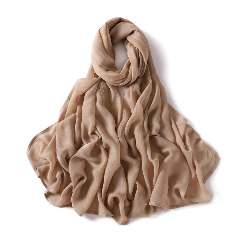 Piewag Viscose Hijab Scarf for Women Muslim Cotton Jersey Hijab Head Wrap Scarves Fashion Long Scarf Shawls Camel - Image 2