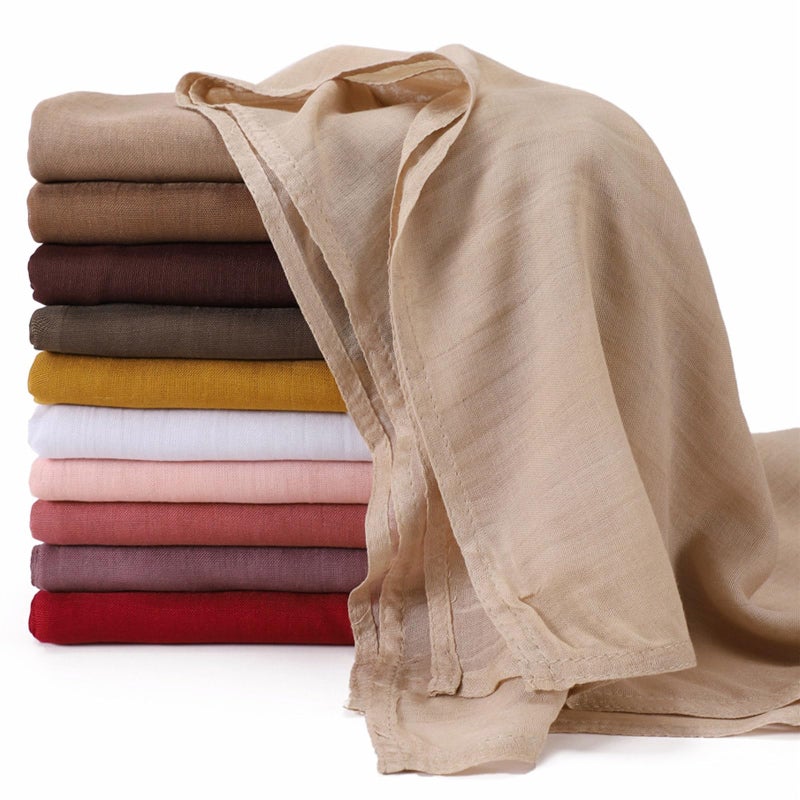 Piewag Viscose Hijab Scarf for Women Muslim Cotton Jersey Hijab Head Wrap Scarves Fashion Long Scarf Shawls Camel - Image 4
