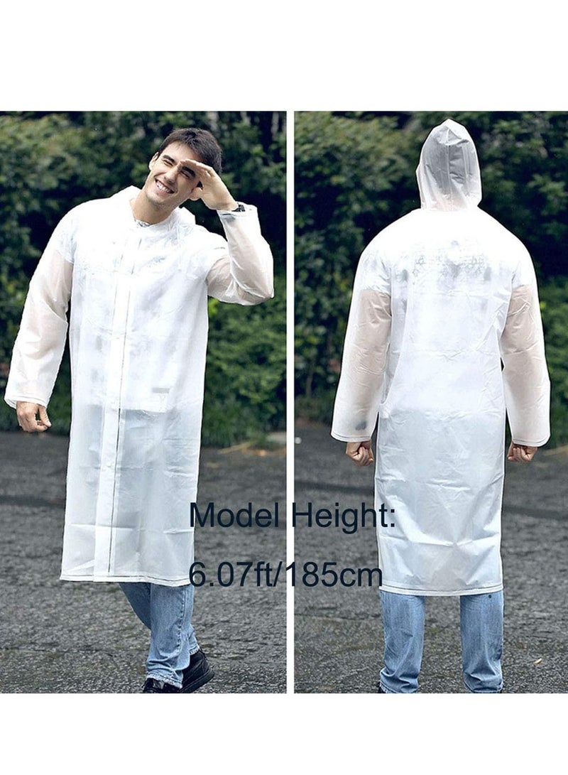 SYOSI Rain Ponchos Waterproof EVA Raincoat Reusable Outdoor Camping Travel Hooded Coat Poncho for Men Women Family Fishing Emergency No PVC with Hood and Elastic Sleeving Clear 2PCS - Image 4