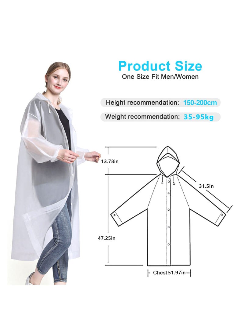 SYOSI Rain Ponchos Waterproof EVA Raincoat Reusable Outdoor Camping Travel Hooded Coat Poncho for Men Women Family Fishing Emergency No PVC with Hood and Elastic Sleeving Clear 2PCS - Image 3