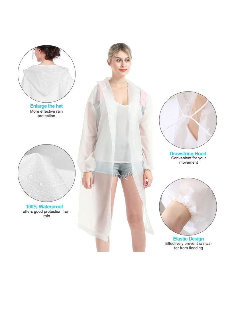 SYOSI Rain Ponchos Waterproof EVA Raincoat Reusable Outdoor Camping Travel Hooded Coat Poncho for Men Women Family Fishing Emergency No PVC with Hood and Elastic Sleeving Clear 2PCS - Image 2