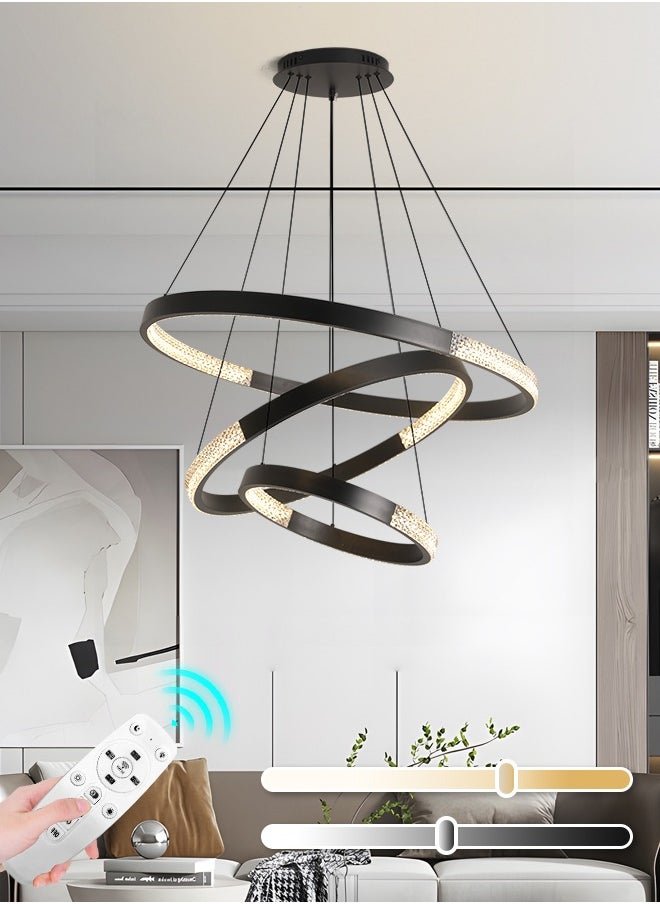 Modern Round LED Chandelier,Dimmable with Remote Control. Adjustable Height Black Chandelier Light for Dining Room, Bedroom, and Kitchen Island, 102W, 3000K-6000K - pzsku/ZDFC6C2C26BF3117A1B2CZ/45/1741455437/722afc49-2cd8-4f78-9a28-17724bbcff99