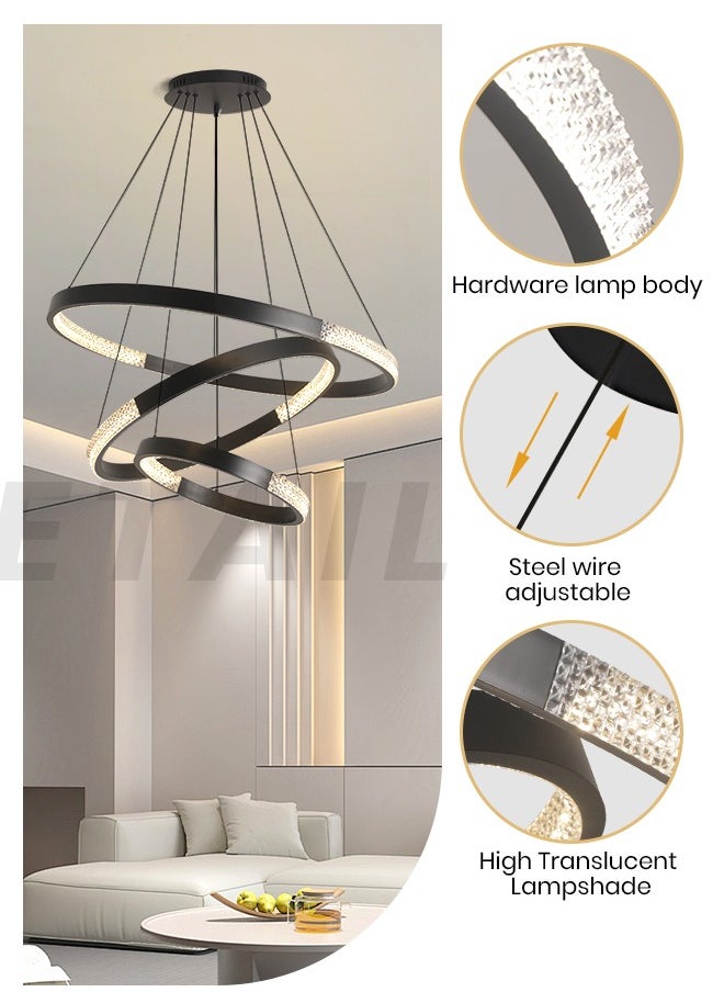 Modern Round LED Chandelier,Dimmable with Remote Control. Adjustable Height Black Chandelier Light for Dining Room, Bedroom, and Kitchen Island, 102W, 3000K-6000K - pzsku/ZDFC6C2C26BF3117A1B2CZ/45/1741455462/4f10bcdf-4333-444c-922a-826e238ebea1