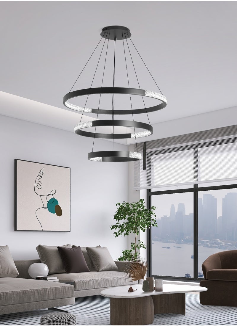 Modern Round LED Chandelier,Dimmable with Remote Control. Adjustable Height Black Chandelier Light for Dining Room, Bedroom, and Kitchen Island, 102W, 3000K-6000K - pzsku/ZDFC6C2C26BF3117A1B2CZ/45/1741455477/5b4a8e10-9d8e-43fc-afb3-569b063f111b