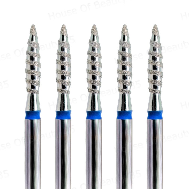 رؤوس أظافر الماس KMIZ DTO 2.3-10M (5 عبوة)، رأس حفر قشرة لهب تورنادو، رؤوس أظافر الماس المحترفة لتجميل الأظافر.