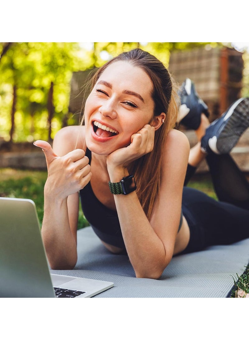 OLYSON 2Pcs Stretchy Solo Loop Compatible with Apple Watch Band 42mm 44mm 45m 46mm 49mm for Women Men,Sport Breathable Nylon Braided Wristband for iWatch Series 10 9 8 7 6 SE 5 4 3 Ultra 2 1 - Image 5