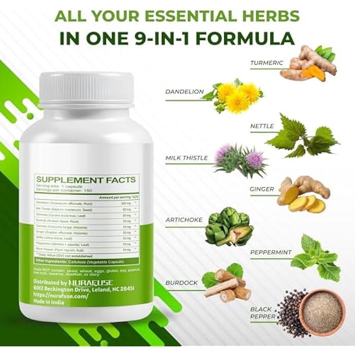 NURAFUSE Dandelion Milk Thistle Artichoke Burdock Turmeric - Support Liver Health, Support Digestive Aid - Image 3