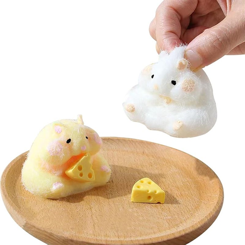 JIACAI 2pcs Squishy Hamster, Soft Hamster Stress Relief Toys, Fidget Squezze Toys Hamster for Kids & Adult Squishies Squeeze Toys for Children  Party Favor Gift - Image 1