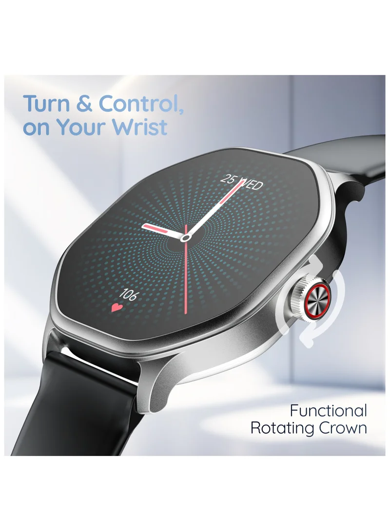 بيبل Hive 1.39 بوصة HD Display Smartwatch، BT Calling، Health Suite، أوضاع رياضية متعددة، متوافق مع Android وiOS، إنذار وإخطار، وجوه ساعة DIY، ألعاب داخل المبنى، ساعة عالمية، أسود
