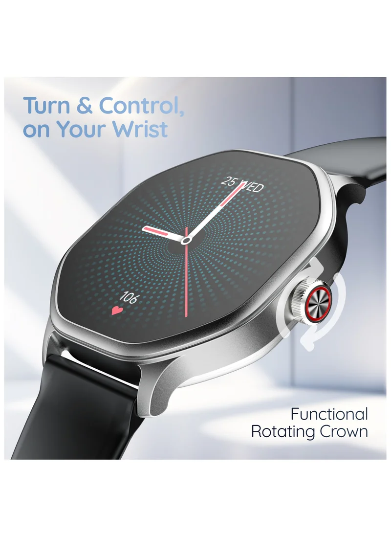 بيبل Hive 1.39 بوصة HD Display Smartwatch، BT Calling، Health Suite، أوضاع رياضية متعددة، متوافق مع Android وiOS، إنذار وإخطار، وجوه ساعة DIY، ألعاب داخل المبنى، ساعة عالمية، أسود