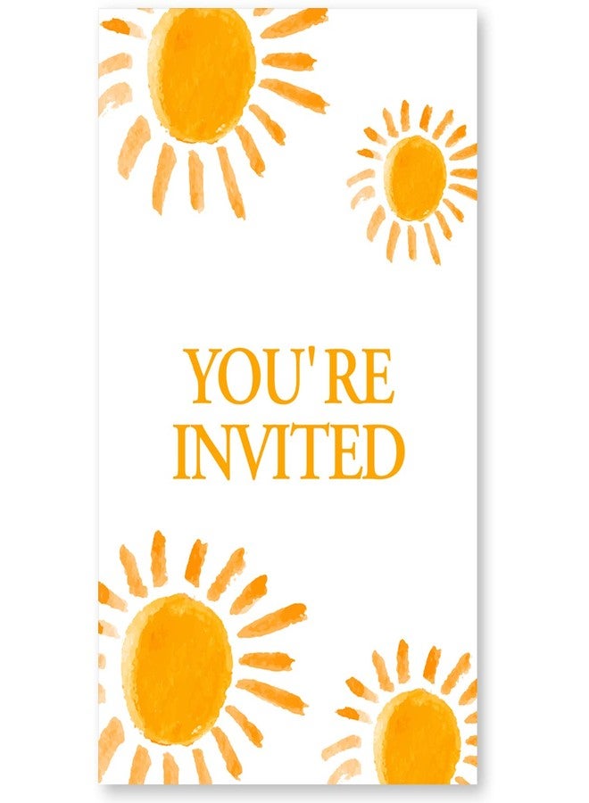 Soiceu Cute Sunshine First Trip Around the Sun 1st Birthday Party Invitations with Envelopes Set of 20 Boho Sun 1 Year Old First Birthday Party Invites - Image 4