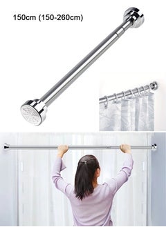 TAPIT Shower Curtain Rod, Adjustable Tension Spring, Telescopic Curtain Pole, Premium Stainless Steel, Anti-Slip, No Drilling Shower Curtain Rod Tension for Bathroom (150cm-260cm)  - Image 1