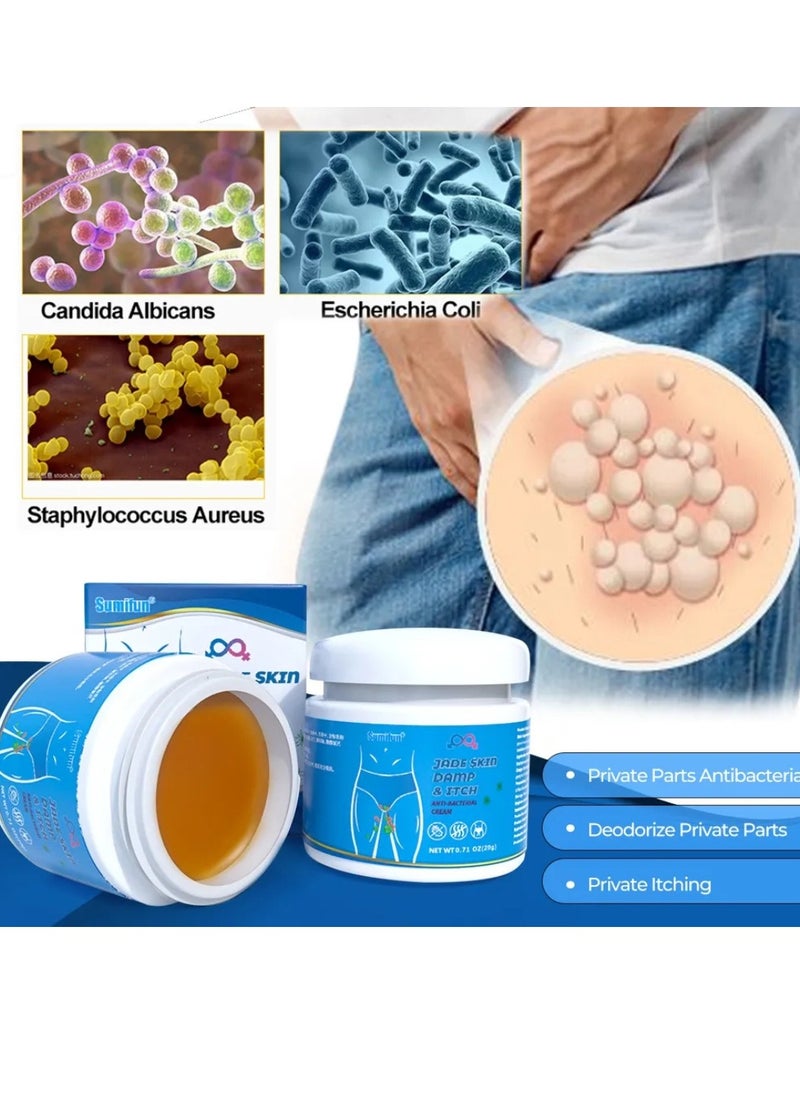 Sumifun - Jade Skin Damp and Itch Anti Bacterial Cream Itching Cream for the Private Part of Men Anti Itching Cream for Skin Against Itching External Use Man Private Care Antibacterial Body Cream 20g - Image 1