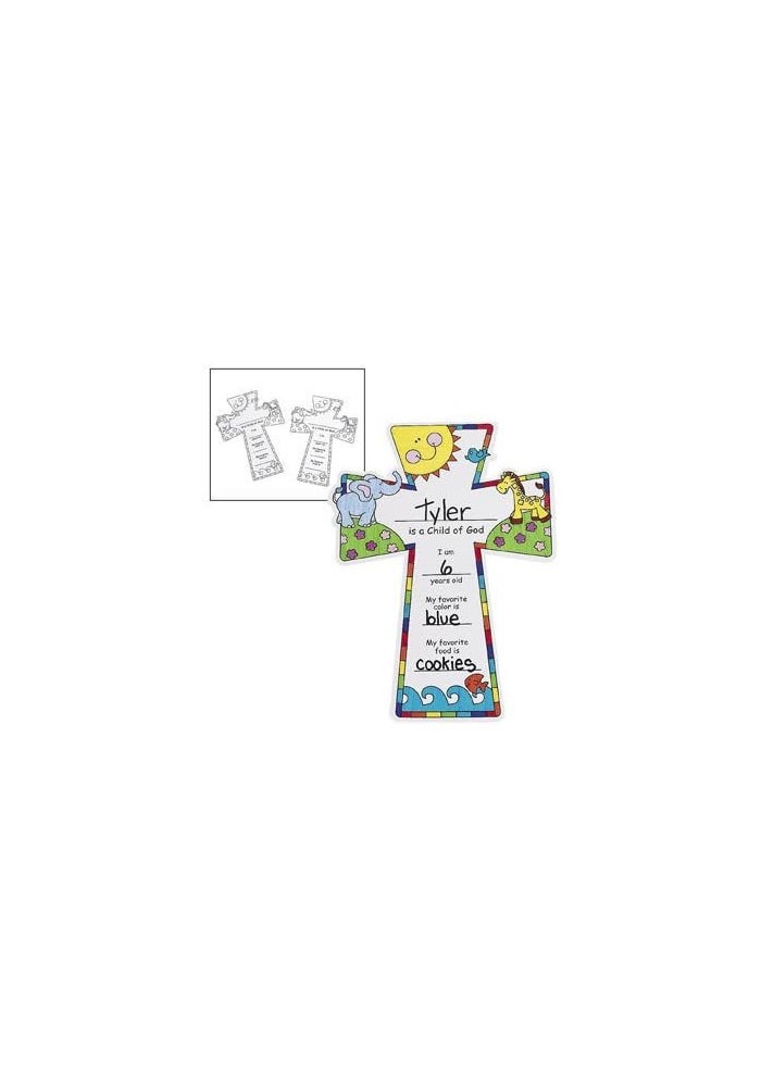 Fun Express Color Your Own Child of God Crosses - Set of 12 Craft Activities for Kids - Image 1