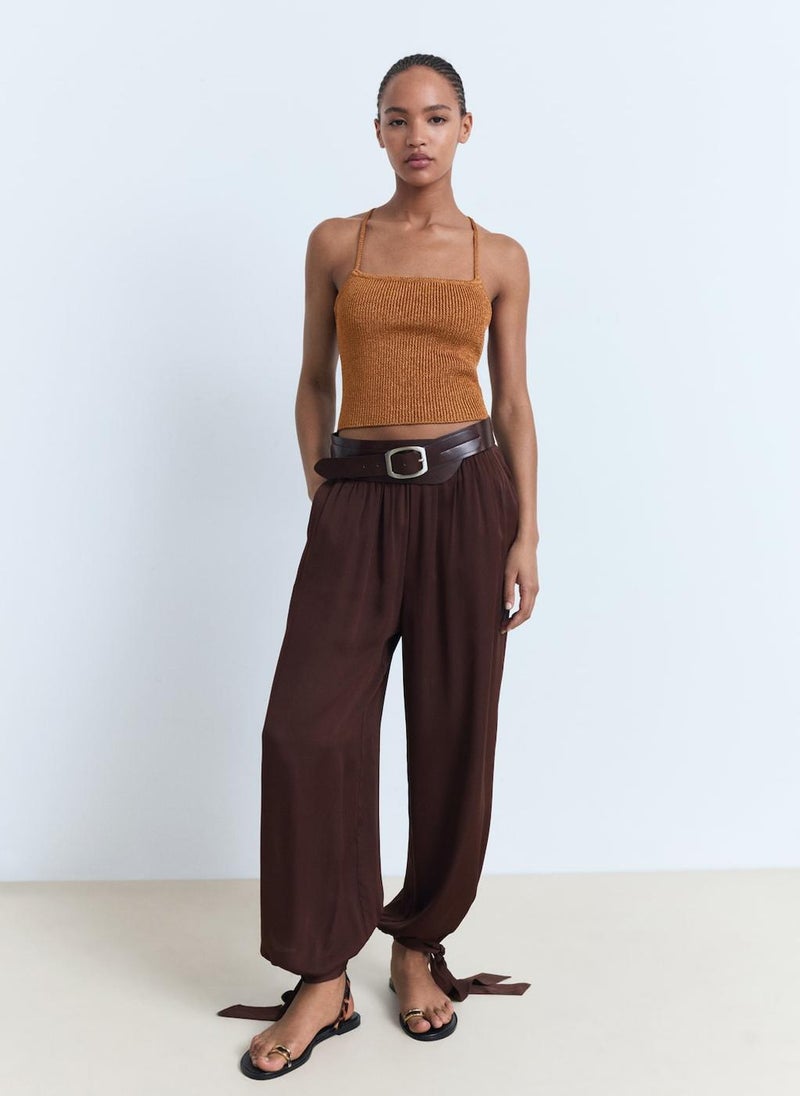 MANGO Crossed Back Lurex Knitted Top  - Image 5