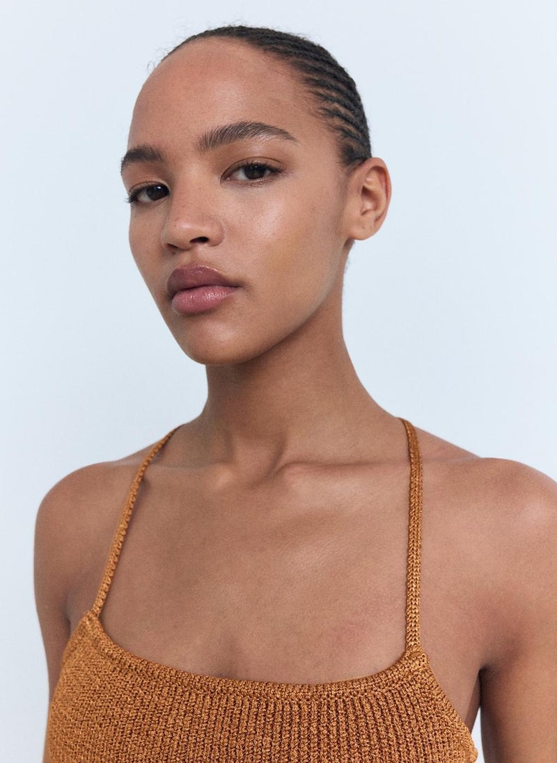 MANGO Crossed Back Lurex Knitted Top  - Image 4