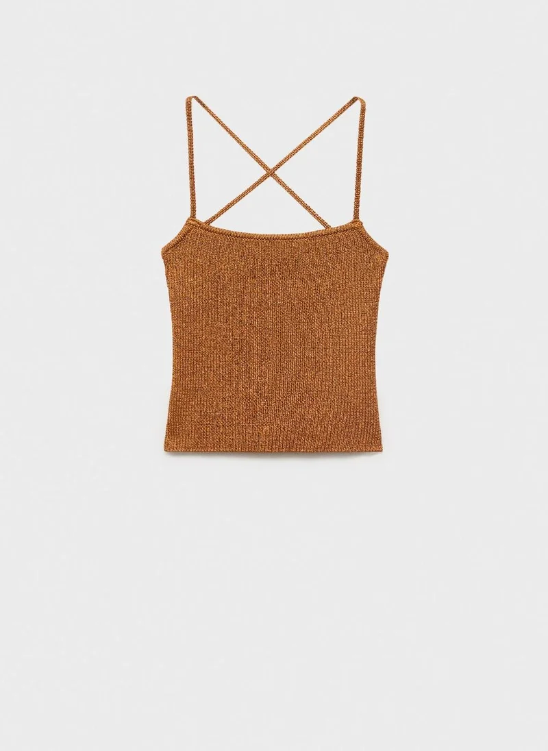 MANGO Lurex knitted top with crossed back