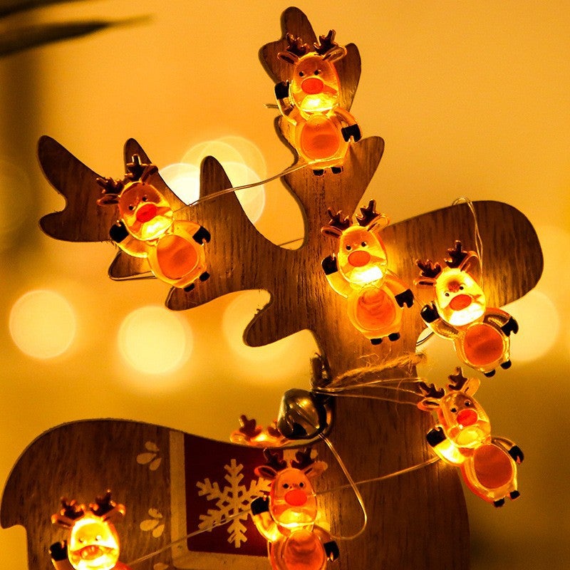 Christmas Pendant Fastener Copper Wire Light String Old Man Snowman Snowflake Deer Head Gift Box Crutches Festive Atmosphere Decorative Lanterns - Image 5