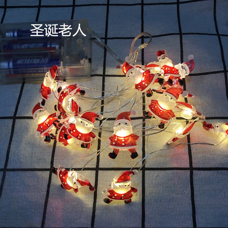 Christmas Pendant Fastener Copper Wire Light String Old Man Snowman Snowflake Deer Head Gift Box Crutches Festive Atmosphere Decorative Lanterns - Image 1