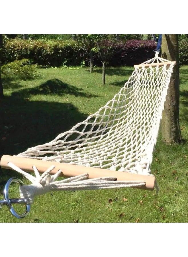 Soofam أرجوحة حبال قطنية، أرجوحة حبال محمولة مصنوعة يدويًا للتخييم مع عارضة خشبية، أرجوحة خفيفة الوزن قابلة للفصل للأطفال مع حبل شجرة وحقيبة للاستخدام الخارجي، الداخلي، الفناء، الشاطئ - Image 3