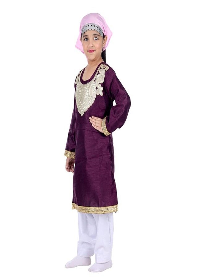 DESI ANDAAZ Kashmiri Girl Dress For Kids Set of 3(Suit,Salwar & Scarf) Indian State & Folk dance Fancy Dress Costume for Kids & Adults - Image 3