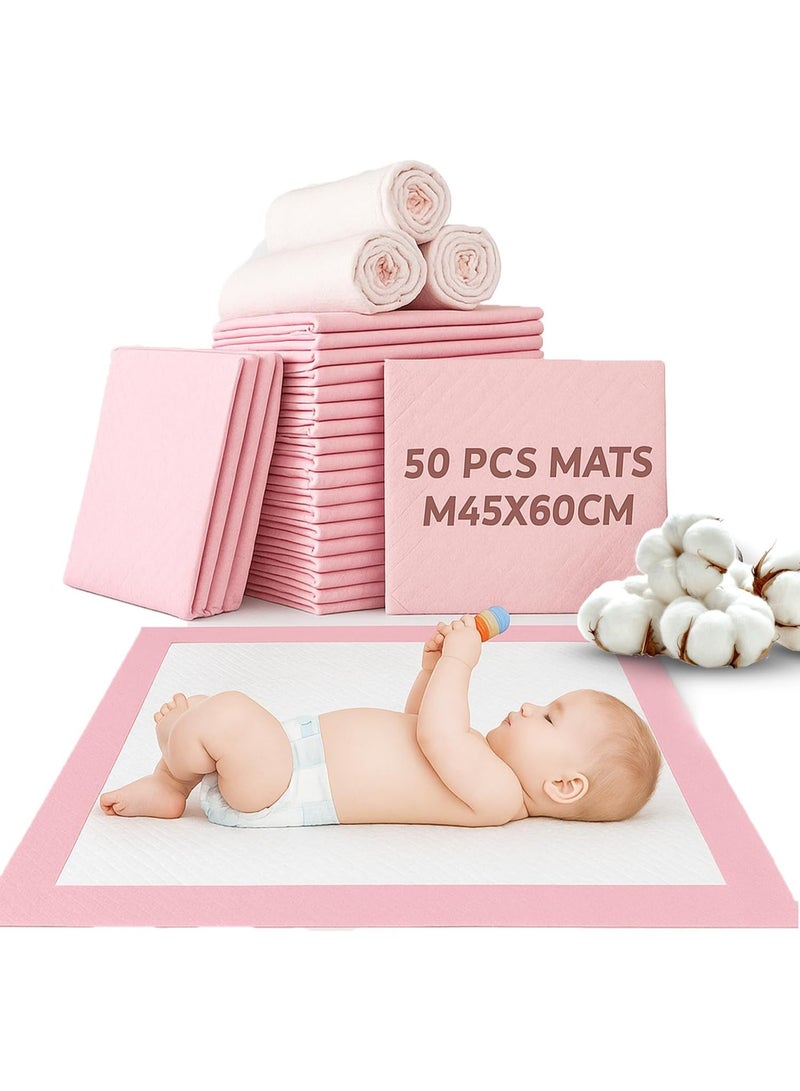 مفارش تغيير ملابس الأطفال القابلة للتصرف، وسادات تغيير ملابس الأطفال المقاومة للماء، وسادة تغيير ملابس الأطفال عالية الامتصاص ومقاومة للتسرب، وسادات تغيير الحفاضات فائقة النعومة للأطفال باللون الوردي - Image 1