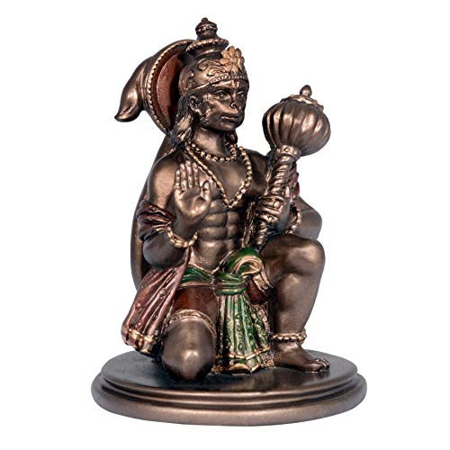 Aone Hanuman Hindu God of Strength Real Bronze Powder Cast Statue Brown Height 3 Inch - Image 3