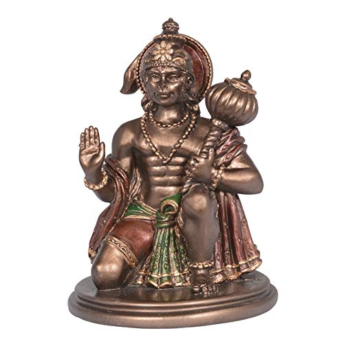 Aone Hanuman Hindu God of Strength Real Bronze Powder Cast Statue Brown Height 3 Inch - Image 1