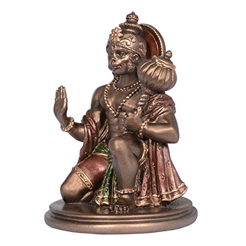Aone Hanuman Hindu God of Strength Real Bronze Powder Cast Statue Brown Height 3 Inch - Image 2