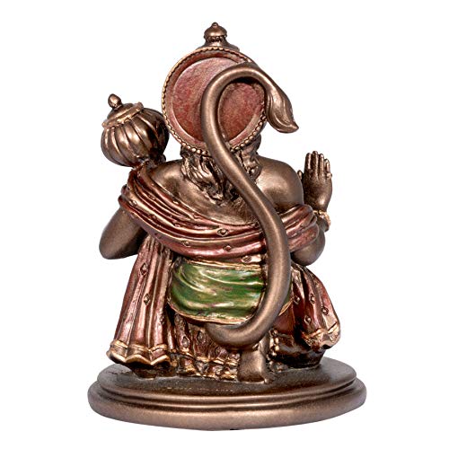 Aone Hanuman Hindu God of Strength Real Bronze Powder Cast Statue Brown Height 3 Inch - Image 4
