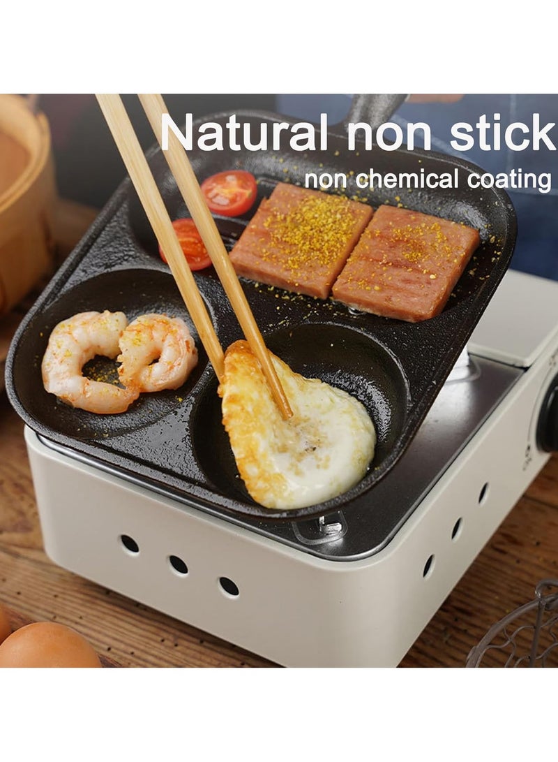 Nonstick Frying Pan,3-in-1 Cast Iron Egg Pan Divided Grill Pan,3-Section Versatile Breakfast Skillet,Cooking Pan for Egg,Steak and Burgers (Black) - Image 2