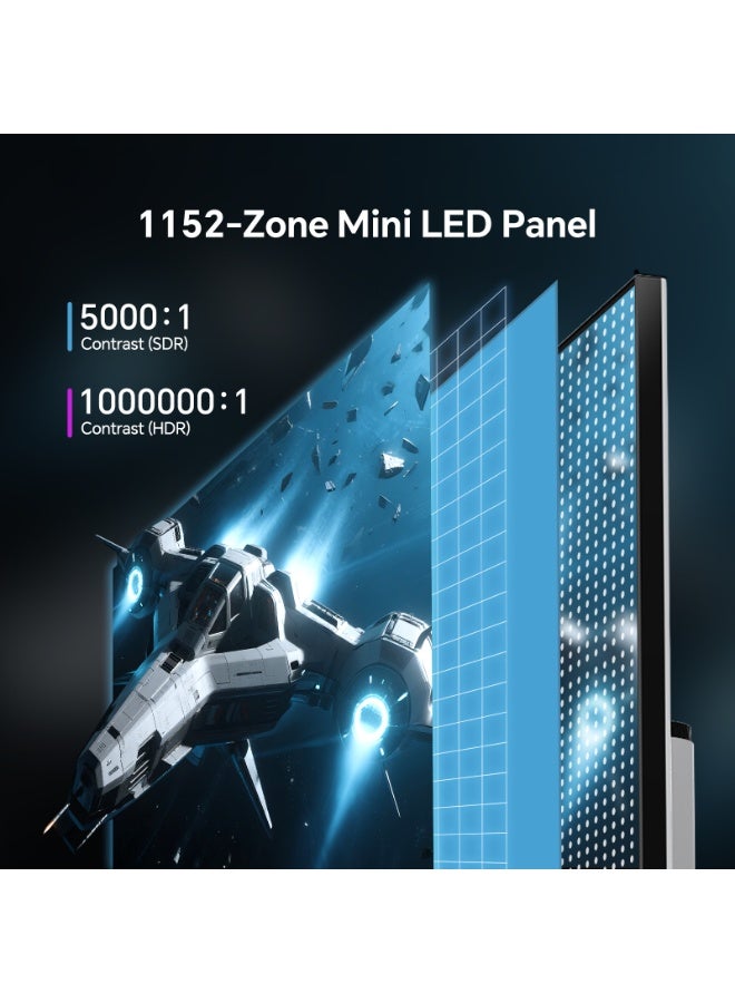 KTC QHD Mini LED Monitor 27 Inch, 1440P 180Hz Gaming PC Monitor, HDR 1400, HDMI2.0, DP1.4, USB, Swivel/Height/Pivot/Tilt Adjustable, VESA Wall Mount, White, M27T6 - Image 3
