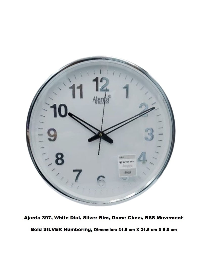 أجانتا Ajanta 397 Quartz Office Series Silent Sweep Movement Wall Clock, silver numbersr  - Image 2