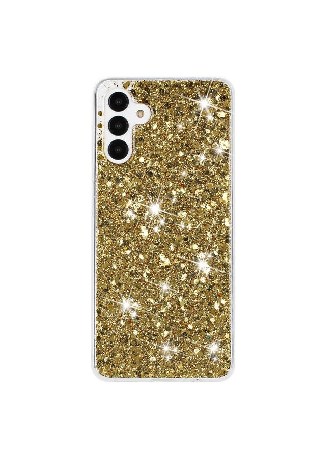 Case Cover For Samsung Galaxy A04S / A13 5G Transparent Frame Glitter Powder TPU Phone Case(Gold)