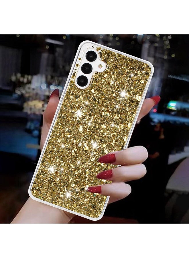 Case Cover For Samsung Galaxy A04S / A13 5G Transparent Frame Glitter Powder TPU Phone Case(Gold)