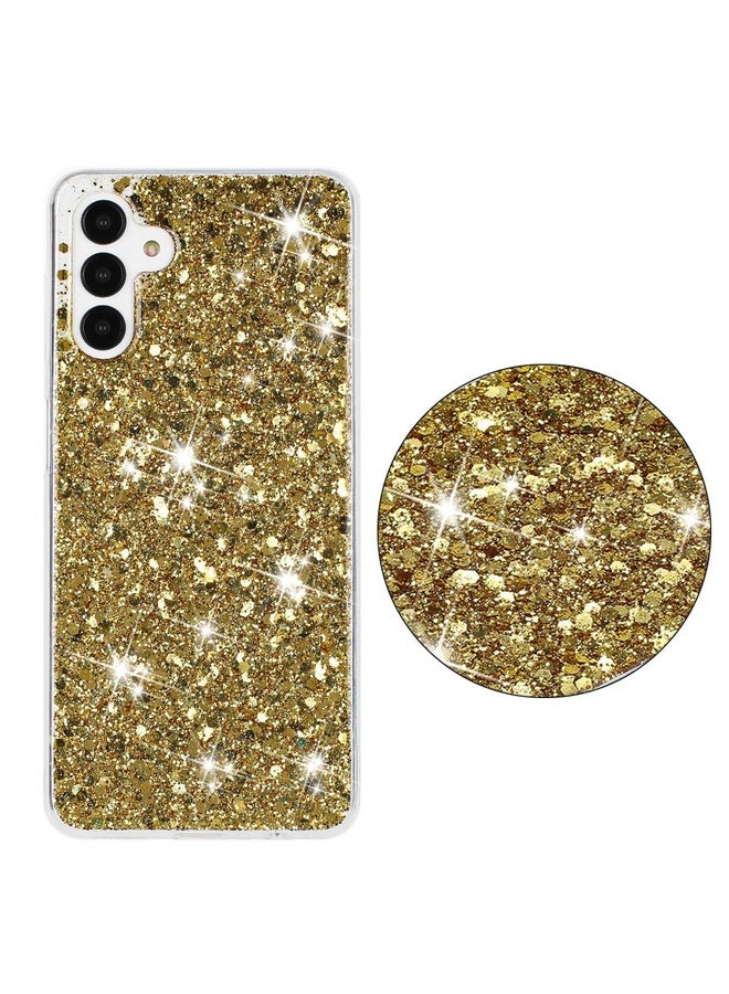 Case Cover For Samsung Galaxy A04S / A13 5G Transparent Frame Glitter Powder TPU Phone Case(Gold)