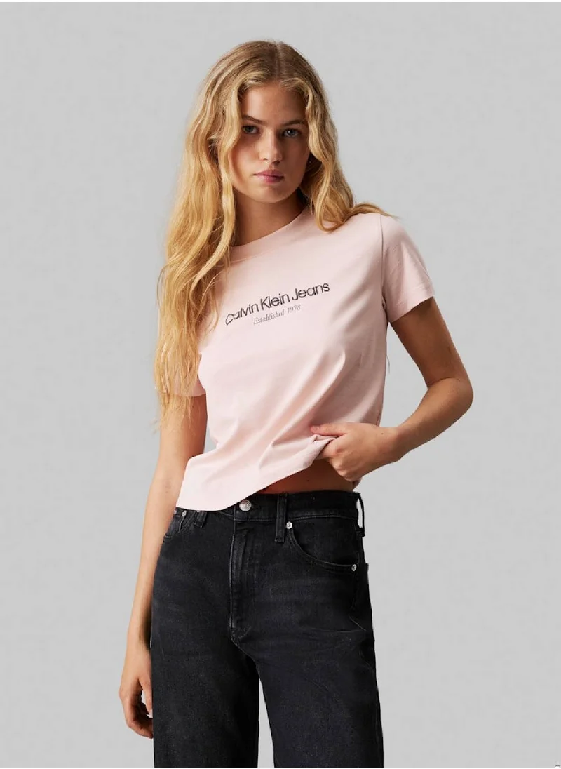 Calvin Klein Jeans Women's Logo T-Shirt, Pink - Cotton