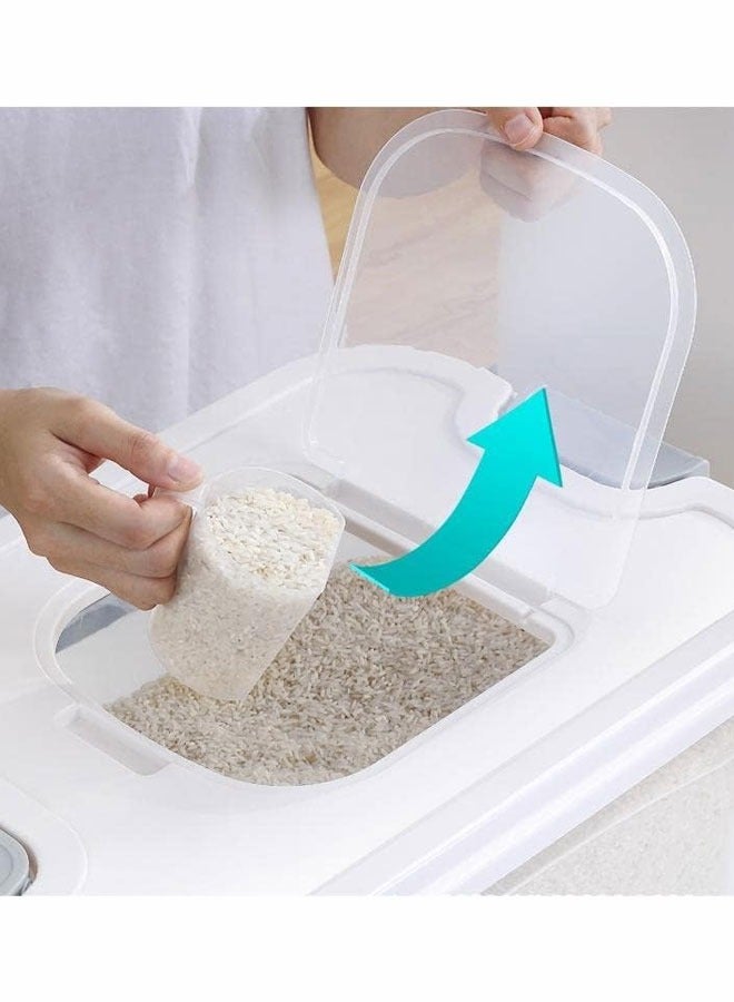 Arabest Rice Storage Container, Household Rice Barrel, Clear Plastic Grain barrel1 PC(7.5kg/12.5kg/17.5kg) with sending measuring cups,Kitchen multifunctional grain container  - Image 5