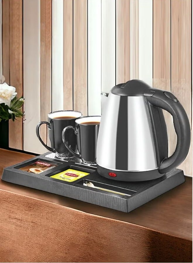 Denx Hotel Set Electric Kettle 1.8 Liter 1500 Watts with 2 Ceramic Cups and Tray - Image 1