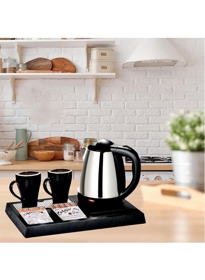 Denx Hotel Set Electric Kettle 1.8 Liter 1500 Watts with 2 Ceramic Cups and Tray - Image 3