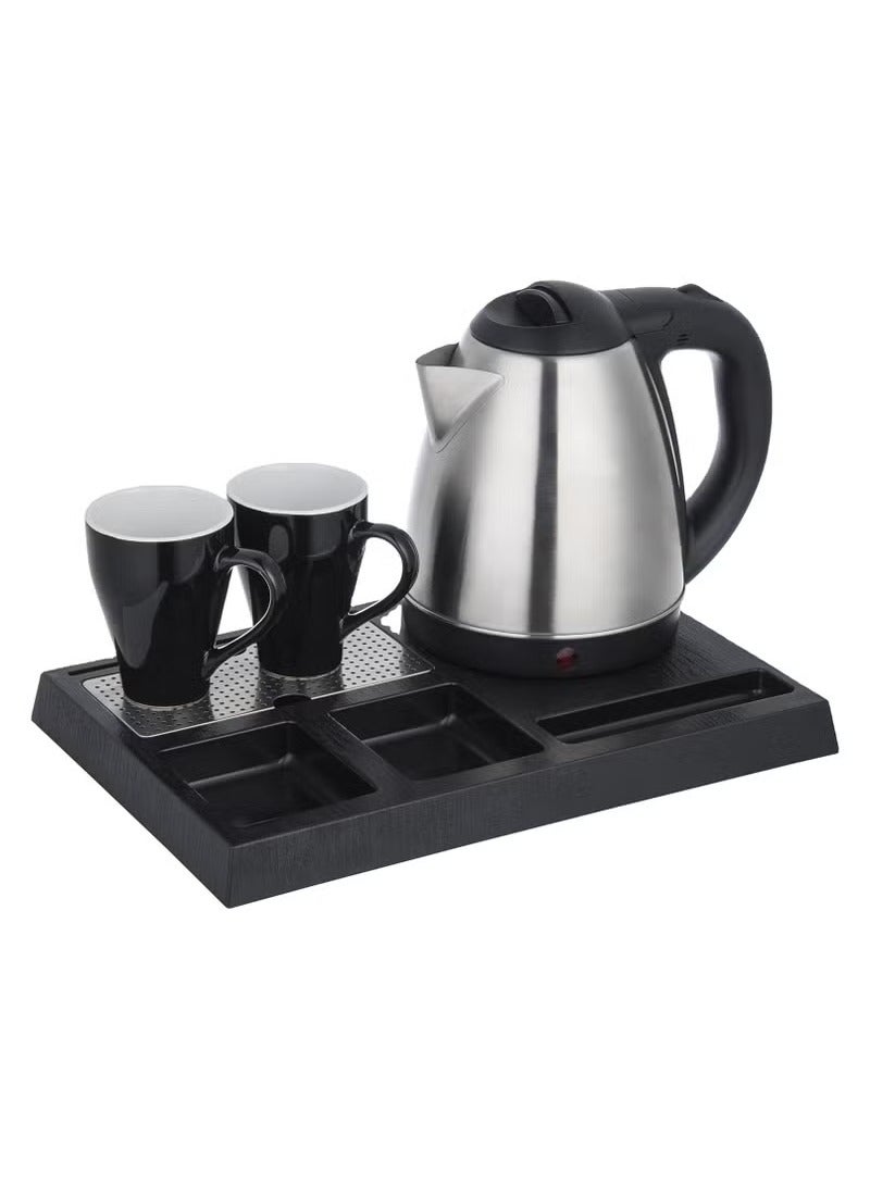 Denx Hotel Set Electric Kettle 1.8 Liter 1500 Watts with 2 Ceramic Cups and Tray - Image 2